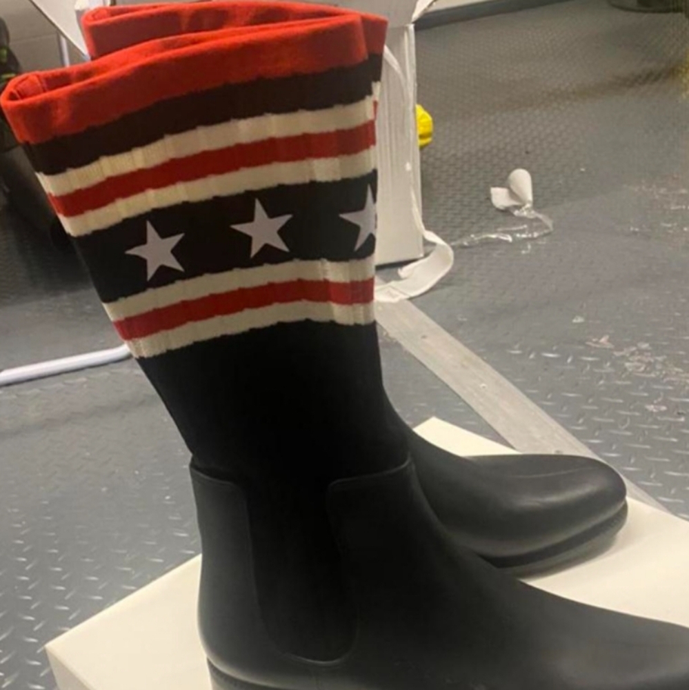 Givenchy Black and Red Ankle Booties with Stylish Knitted Top